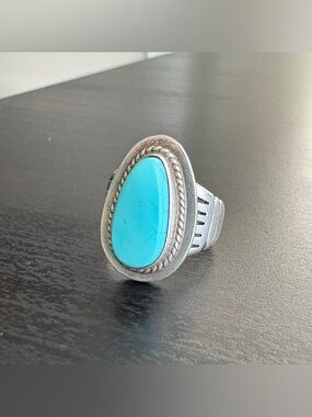 Turquoise Sterling Silver Artisan Signed Ring
